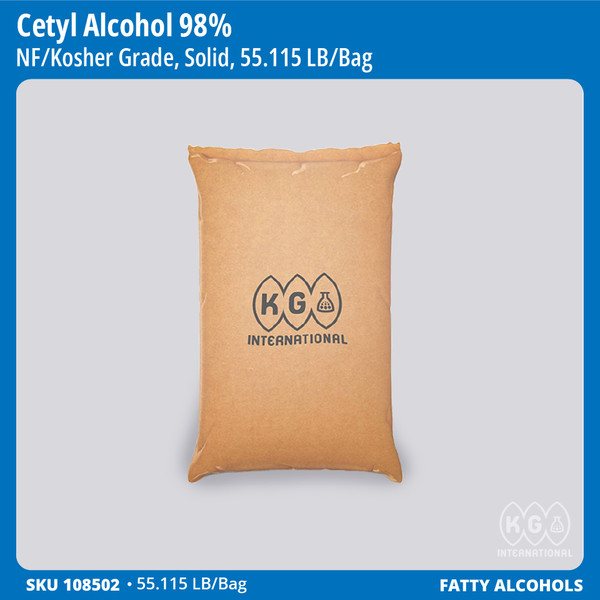 Cetyl Alcohol 98%, NF/Kosher Grade, Solid, 55.115 LB/Bag