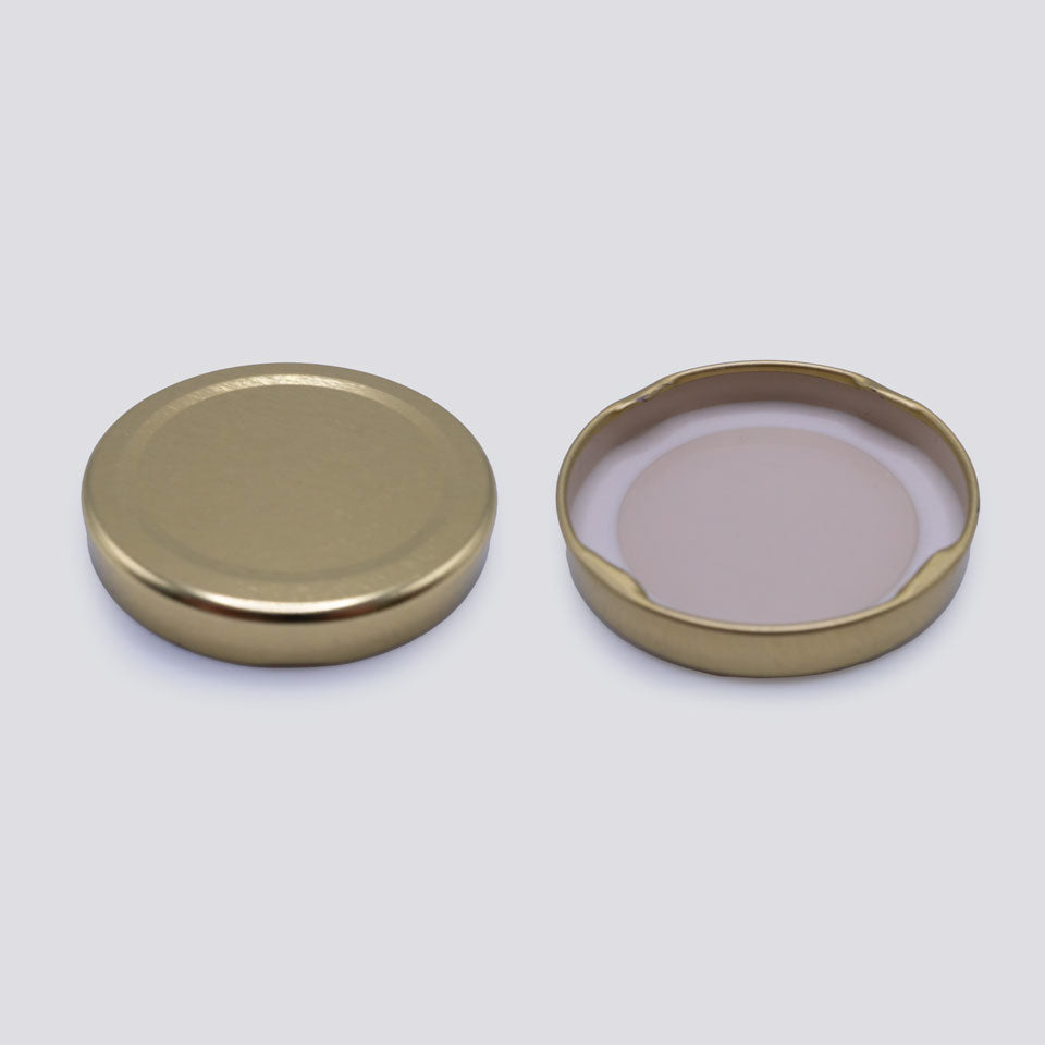 58mm Gold Metal Lug Closure with Plastisol Liner — K.G. International