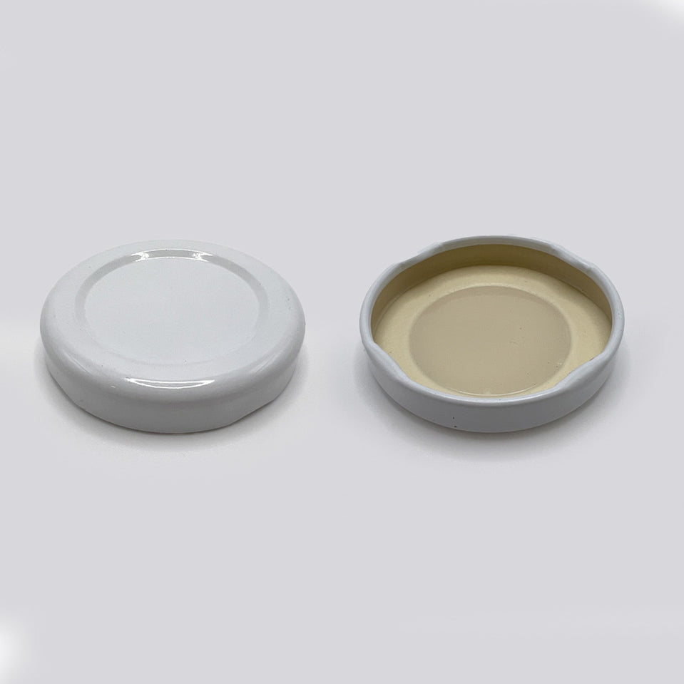 43mm White Metal Lug Closure with Plastisol Liner — K.G. International