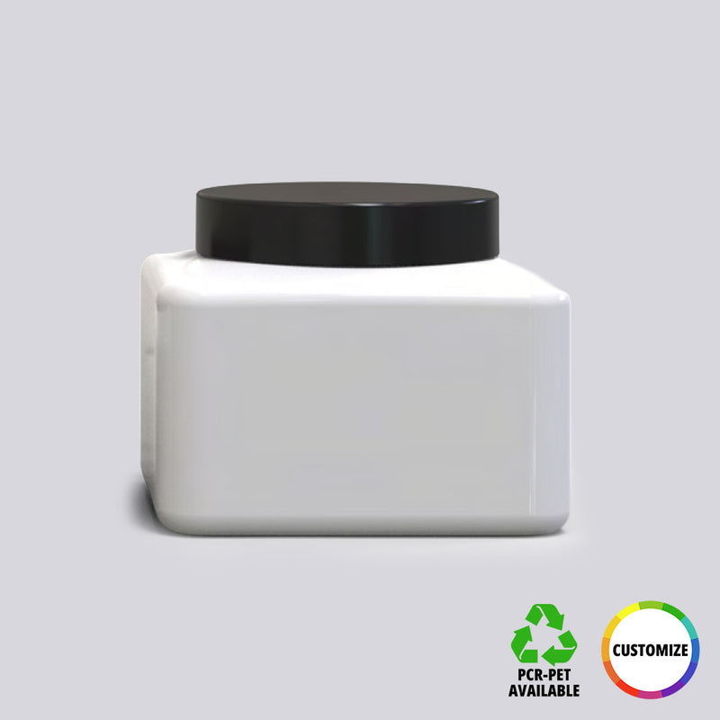 10 oz. Single Wall Square PET Jar and Lid, 63-400