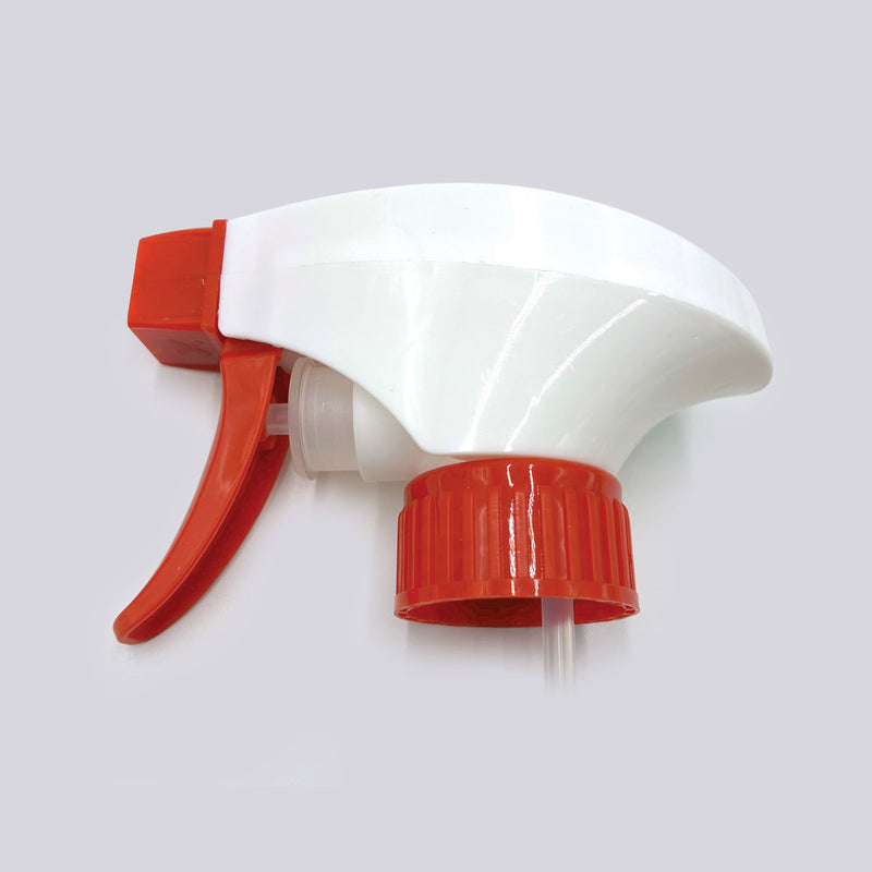 28-400 White/Red 2-Finger Wide Trigger Sprayer with 9.875" Dip Tube