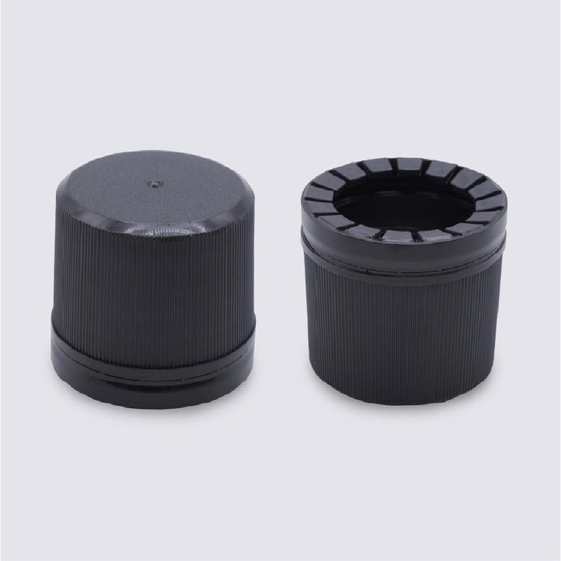 33mm Kerr Black PP Tamper Evident Cap with Pour-out Fitment, Linerless